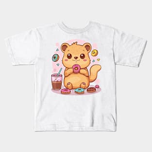 Kawaii Quokka eating doughnut Kids T-Shirt